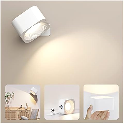 Lureshine Led Leselampe mit Akku Kabellose, Wandleuchte innen Touch Dimmbar Schalter, flexibel als Bilderleuchte, Nachtlicht, Spiegelleuchte oder Displayleuchte, 1 Stücke Weiß Cover