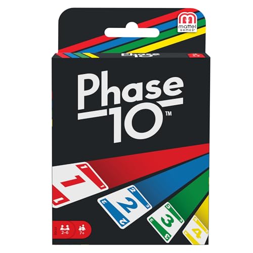 Mattel Games Juego de cartas Phase 10 Juego de mesa familiar +7 años (Mattel FFY05)