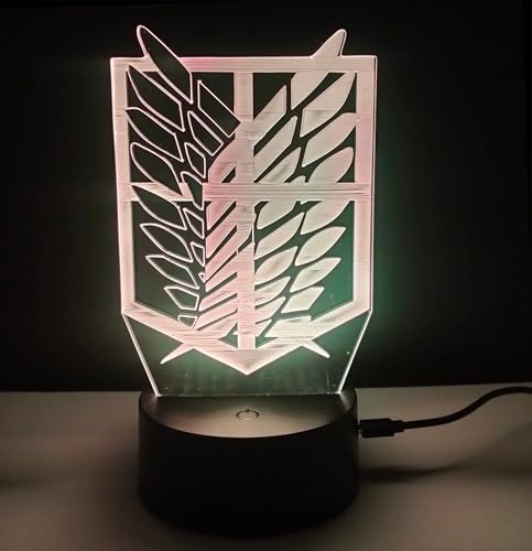 famvacor Lampara series anime manga ataque titanes, regalo cumpleaños primera comunión lampara led decorativa cambio de colores luz suave y tenue (Ataque a los titanes)