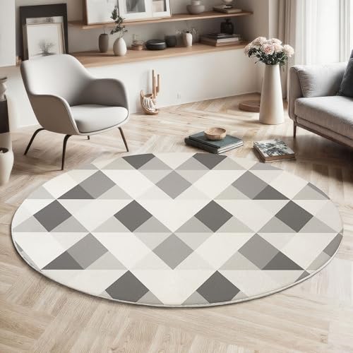 Tapis minimaliste moderne géométrie triangle lavable gris 120cm - 3