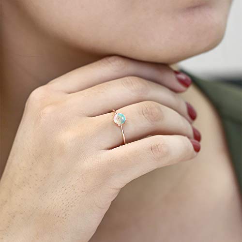 Gem Stone King 10K Rose Gold Gemstone Birthstone Solitaire Engagement Ring | Round 6MM | Wedding Anniversary Promise Ring For Women | Available in Size 5,6,7,8,93