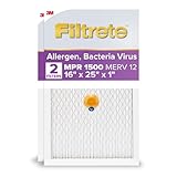Filtrete 16x25x1 AC Furnace SMART Air Filter, MERV 12, MPR 1500, Track Filter Life With Bluetooth Enabled Sensor, CERTIFIED asthma & allergy friendly, 2-Pack (Actual Size15.719x24.72x0.78 in)