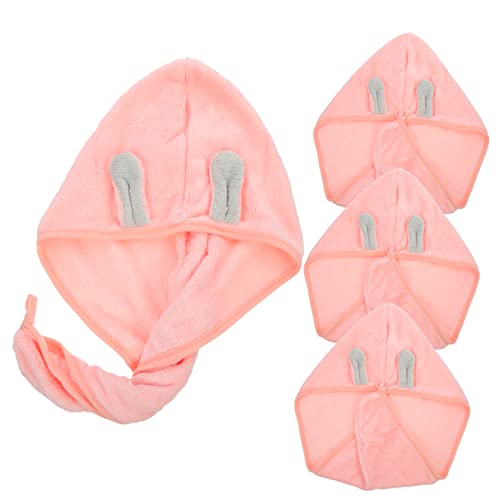 DRESSOOS 4 Toallas De Baño De Coral Polar para Secar El Cabello, Cómodas Y Absorbentes para La Ducha, De Secado Rápido, para Mujer Y para La Cabeza.