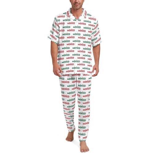 ISMV Men Pajamas Set 2 Piece Short Sleeve Sleepwear Long Pants Loungewear with Pockets Pjs Sets4