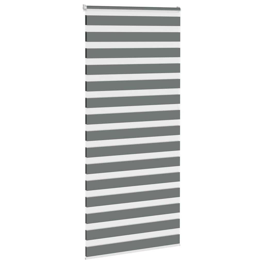 Store zébré Gris foncé en Polyester avec Large Tissu 95,9 cm, Hauteur 200 cm, Montage sans perçage ou avec vis, Protection Solaire pour fenêtre et Baie vitrée, contrôle lumière Ajustable