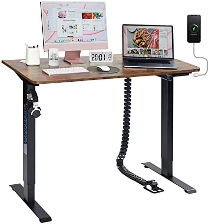 cheertech Electric Height Adjustable Standing Desk, Upgraded Edition, 40 inch Electric Sit Stand Desk Lifting Computer Workstation, Ergonomic Stand Up Desk Home Office Table, Rustic Brown