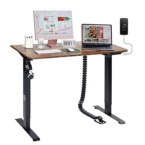 Cheertech Electric Height Adjustable Standing Desk, Upgraded Edition, 40 Inch Electric Sit Stand Desk Lifting Computer Workstation, Ergonomic Stand Up Desk Home Office Table, Rustic Brown #TOP2