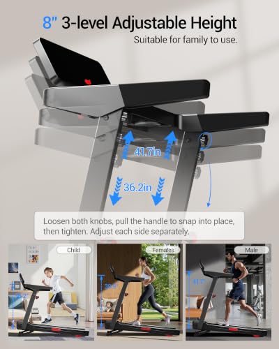 Image of LONTEK Treadmill with Auto /Manual 20% Incline, Treadmills for Home | Foldable Treadmill with 400lb Capacity, 3.5HP Quiet Running Machine with Adjust Handle Height, 42.5 inchx 16.2 inch Wide Running Area