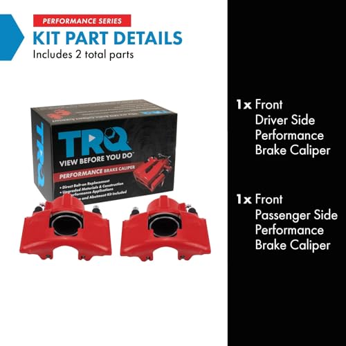 Image of TRQ Performance Front Driver and Passenger Side Brake Caliper Set Caliper Brackets Compatible with 92-99 Chevrolet C1500 94-99 Dodge Ram 1500 92-99 GMC C1500 99-00 Cadillac Escalade 98-99 GMC Yukon