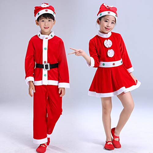 KESYOO Roupa de Papai Noel Infantil Fantasia de Natal Trajes de Papai Noel Com Chapéu de Papai Noel