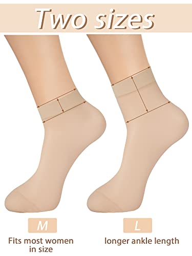 Geyoga 12 Pairs Sheer Ankle Socks Thin Nylon Transparent Ankle High Hosiery Socks Short Dress Stockings For Women And Girls (Nude Color,Medium) #TOP2