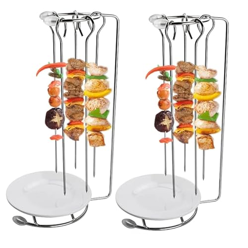 Genérico Estante Colgante de Acero Inoxidable,Soporte Vertical para Pinchos de Barbacoa,Pinchos Barbacoa Acero Inoxidable con Soporte para,24 cm de Largo,adecuadas para Fiestas de Barbacoa