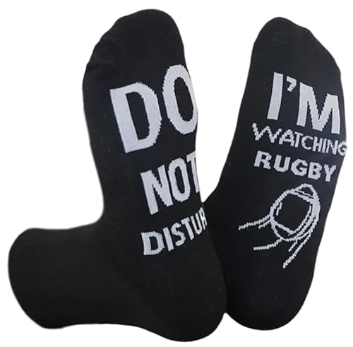 Himozoo Calzini divertenti con scritta in inglese "Do Not Disturb I'm Watching Rugby", per uomini e donne, amanti del rugby, Nero-rugby, M-4XL