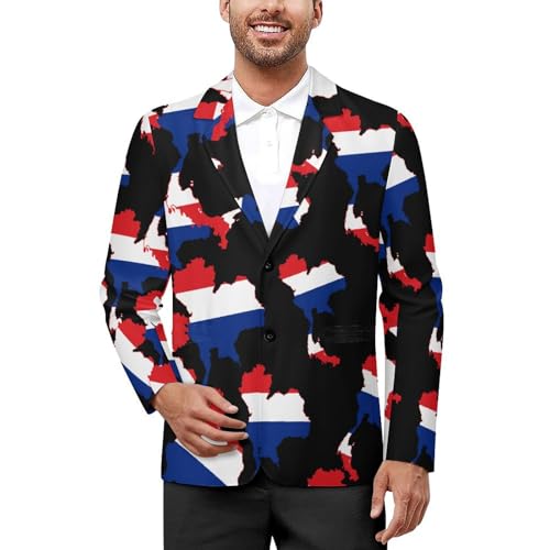 Thailand Thai Flag Men's Slim Suit Long-Sleeve Prom Tuxedo Classic Two Button Business Jacket