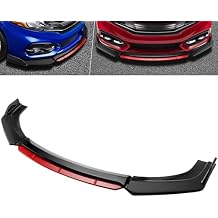 MotorFansClub 4Pcs Front Bumper Lip Splitter Fit for Honda Civic 2014 2015 Glossy Black and Red Front Chin Splitter Spoiler