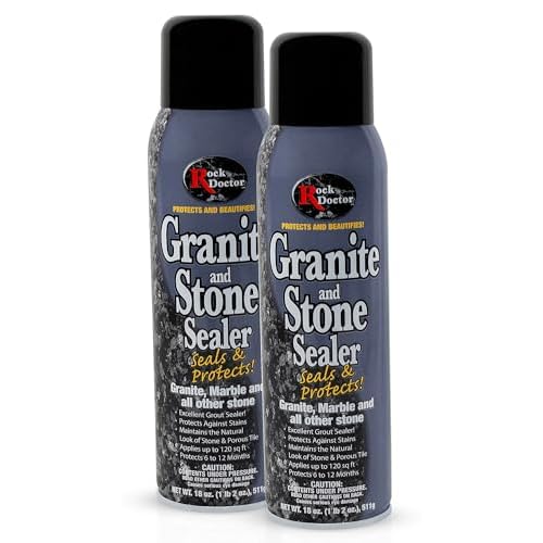 Rock Doctor Granite Sealer for Marble, Stone, and Tile Countertops, Streak-Free Finish with Stain Resistant Moisture Protection, Interior and Exterior Use, Pack of 2