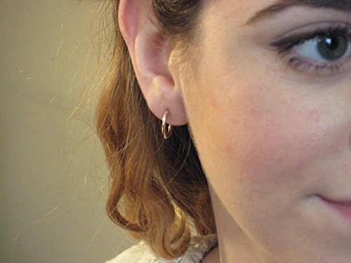 14K Gold Real Endless Round Hoop Earrings, (1.5mm Tube)2