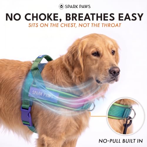 Image of Spark Paws No Pull Front Clip Dog Harness - Easy On, Padded and Lightweight | Two Clips, On in Seconds, Chest Bearing, Australian Style, No Throat Pressure, for Small Medium and Large Breeds