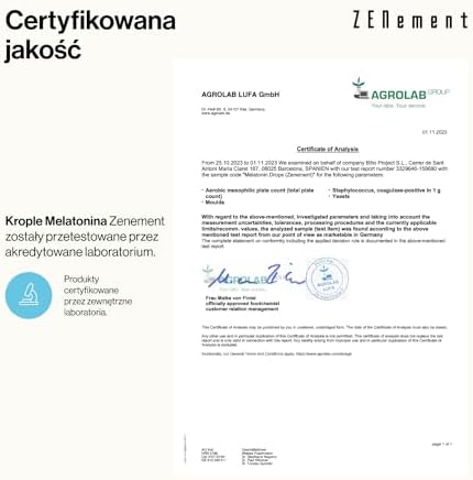 Krople Melatonina, Ponad 1200 kropli | Szybkie zapadanie w sen, łatwe dozowanie | Zenement