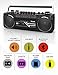 Riptunes Cassette Boombox, Retro Blueooth Boombox, Cassette Player and Recorder, AM/FM/SW-1-SW2 Radio-4-Band Radio, USB, SD, and Aux in, Black