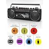 Riptunes Cassette Boombox, Retro Blueooth Boombox, Cassette Player and Recorder, AM/FM/SW-1-SW2 Radio-4-Band Radio, USB, SD, and Aux in, Black