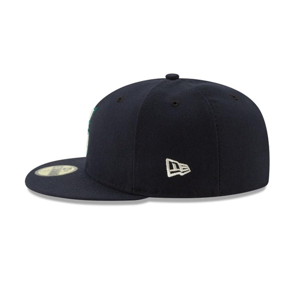 New Era MLB 59FIFTY Seattle Mariners Baseballkappe, marineblau, Team-Farbe-Logo, authentische Kollektion