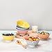KitchenTour Ceramic Bowls Set - 20 oz Serving Bowls For Kitchen - Cereal, Ice Cream, Soup, Salad, Rice, Dessert Ceramic Bowls - Assorted Colorful Set of 6 - Microwave Dishwasher Safe - 6 Inch
