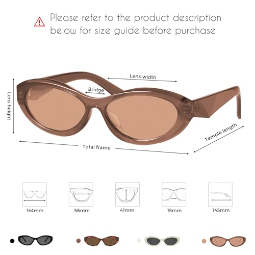 Image of mosanana Oval Cat Eye Sunglasses for Women Retro Y2K Style MS52372
