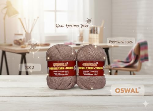 Image of M.G ENTERPRISE Os wal Tarang Knitting Wool Yarn, Soft Fancy Feather Wool Ball Chocolate 300 gm Best Used with Knitting Needles, Soft Fancy Wool Crochet NeedlesWool Yarn for Knitting. FC