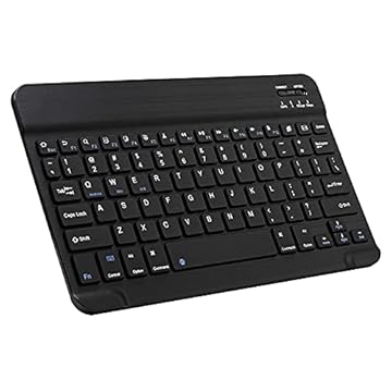 Teclado Bluetooth ultrafino portátil mini teclado sem fio recarregável para Apple iPad, iPhone, Samsung, tablet, smartphone, smartphone, iOS, Android, Windows (preto de 10 polegadas)