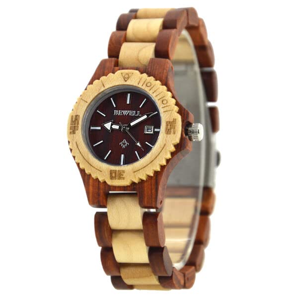BEWELL Red Sandalwood and Maple Watch for Women, Equipped with Japan Quartz Movement,Life Water Resistant Watch (B0B698TH1S) Amazon Price History, Amazon Price Tracker