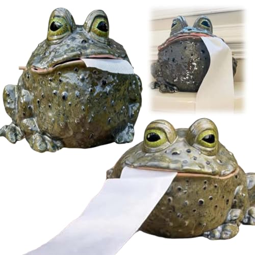 Dispensador de papel higiénico sapo divertido y estuche de resina decorativo 3