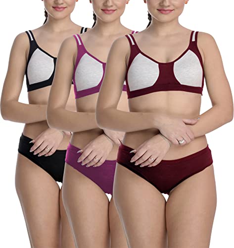 Image of StyFun Cotton Blend Sports Sets, Lingerie Set for Women, Combo Everyday Bra Panty, See Main Image to Check How Many Sets You Will Get