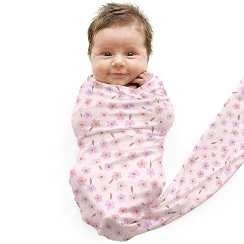 Image of Caden Lane Baby Swaddle & Receiving Blanket, Soft, Breathable & Temperature-Regulating Bamboo Viscose Fabric for Swaddling Newborns, Gender Neutral Infant Blanket for Boys & Girls, Blushing Blooms