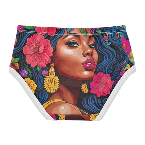 Beautiful Black Woman Flowers Little Girl Panties Toddler Girls Underwear Cotton Animal Briefs Underpants 2t2