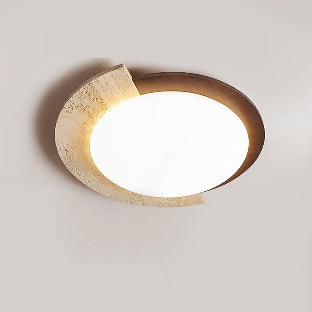 TONFON Modern Marble Ceiling Lamp Wabi Sabi Semi Flush Mount Ceiling Light Travertine Ceiling Light Fixture for Hallway Balcony Entryway Foyer Stairwell Aisle Loft Restaurant