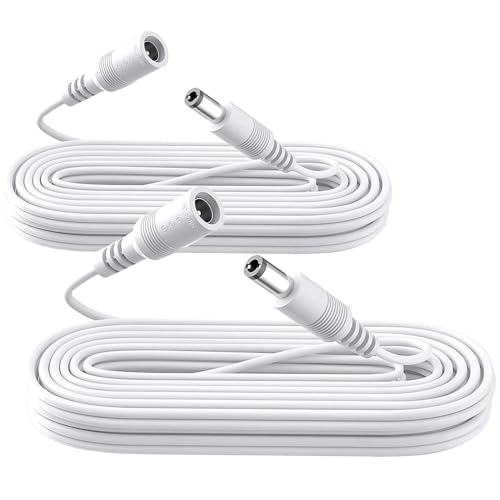 ANLINK 2 Pack 10ft 3M DC Power Extension Cable Premium Pure Copper DC 12V Power Adapter Extension Cord 5.5mm x 2.1mm for CCTV Security Camera/Router/LED Strip Light/Printer/Monitor and More-White