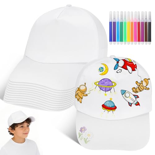 Casquettes de baseball blanches à personnaliser pour anniversaires d'enfants
