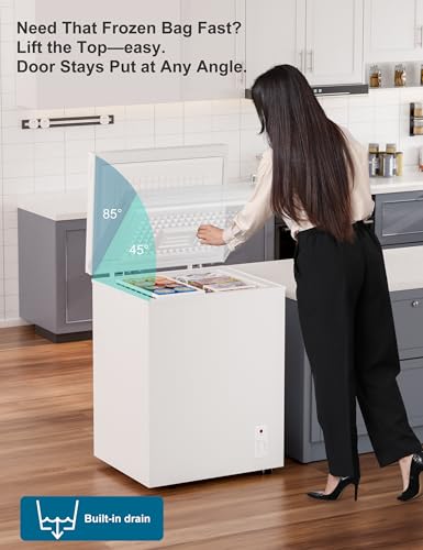 Image of 2.5 Cu.Ft Deep Freezer with Removable Basket - Small Quiet Chest Freezer w /6 Temp and Energy Efficient - Manual Defrost, Space Saving Design for Dorm, Office, Apartment, Bar, White