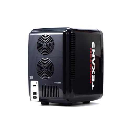 Image of Ukonic NFL Houston Texans 15-Can Mini Fridge 10L - AC /DC Powered, Official Team Colors & Logo, Portable Cooler for Tailgates, Home, Office, or Car