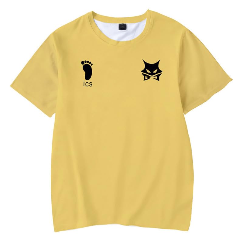 Schafrog MSBY Black Jackal Tracksuit Short Sleeve T-Shirt Cosplay Costume Yellow XXXL (Bust 124 cm)