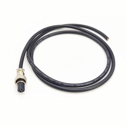 GX12 4-Pin Single Female Head Aviation Cable, GX12 4 Pins Female Connector Electrical Cable Panel Mount Circular Metal Aviation Adapter Cable for Ships 22AWG (5 Metres)