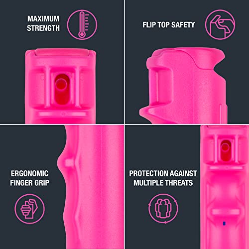 Sabre Ruger Police Strength Pepper Gel Spray Flip Top With Key Ring, Pink #TOP2