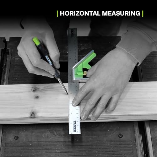 TRACER Kombinationswinkel, 300 mm, 45/90-Grad-Messwerkzeug mit eingebauter Wasserwaage und Anreißwerkzeug, metrische und imperiale Skalen