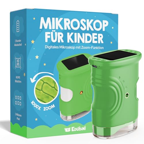 Edubini Digitales Mikroskop für Kinder [1000-fache Vergrößerung] - Tragbares Taschenmikroskop