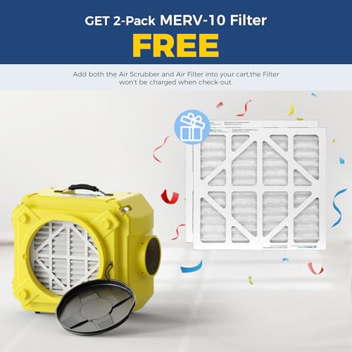 Image of ALORAIR Air Scrubber with 3 Stage Filtration, Stackable Negative Air Machine for Industrial and Commercial Use, Heavy Duty Air Cleaner with MERV-10 Filter, HEPA /Activated carbon Filter, Yellow
