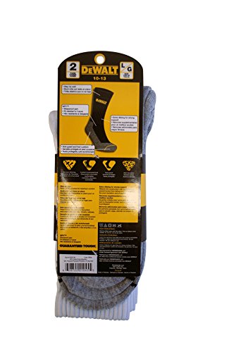 DEWALT Men's 2 Pack All-Season Cotton Crew Work Socks (White),10-133