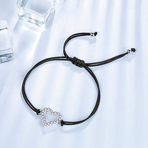 J.Endéar Heart Bracelet for Daughters Niece, Sterling Silver 925 Bracelet with Brilliant Zirconia, Filigree Cord Handmade Bracelet, Jewelry Gift for Granddaughter4