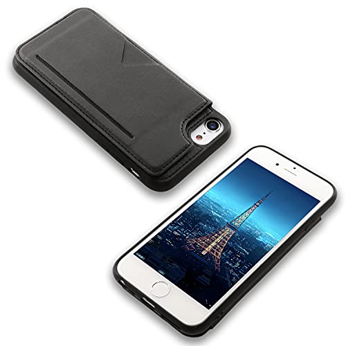 iPhone SE3 ケース iPhone8 ケース iPhone7ケース カード収納 iPhone SE2 ケース カード入れ スタンド機能 耐衝撃 背面カード収納 大容量 携帯カバー アイフォン 7/8/SE2ケース通用 4.7インチ(ブラック)