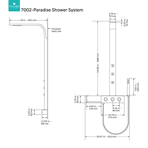 Pulse Showerspas 7002-Ssb Paradise Shower System With Rain Showerhead, 3 Body Sprays, Hand Shower, Shelf With Wash Cloth Holder, Brushed Stainless Steel #TOP3